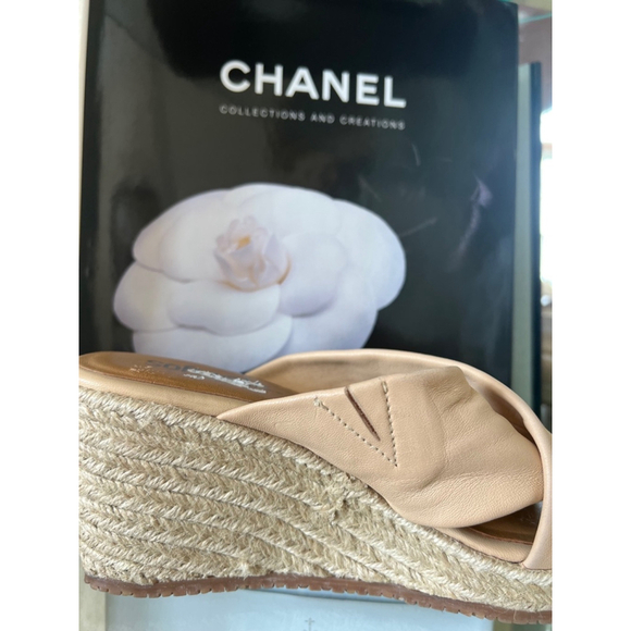 New Softwalk Beige Leather Espadrille Wedge Sandals Size 8 - Picture 4 of 6